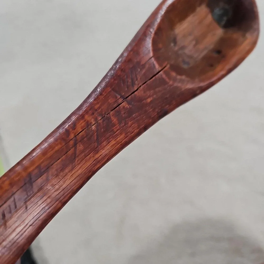 THICK VTG/Antique Hand Carved Wooden Spoon 18